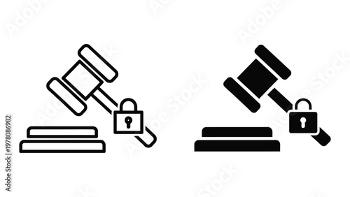 Gavel and lockpad symbols representing legal security and privacy