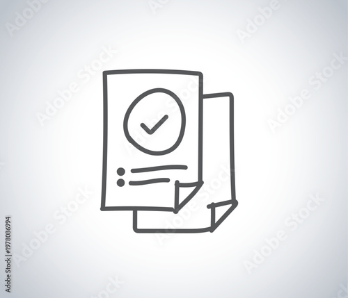 Results Document Line Icon – Medical Outcome Report Outline Symbol