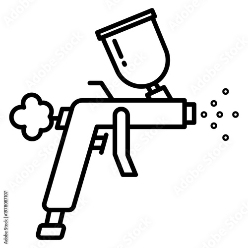 Paint spray gun industrial line art icon