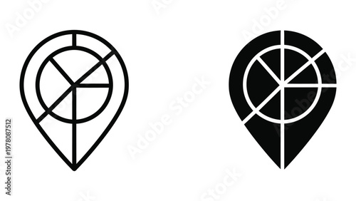 Contrasting target designs within location pin icons