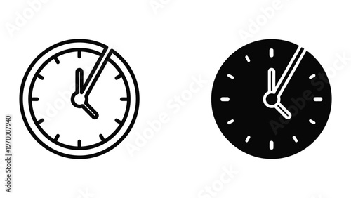 Contrasting analog clock designs with distinct visual styles shown side by side