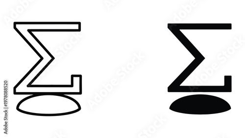 Comparison of two stylized sigma symbols with different line weights and base designs