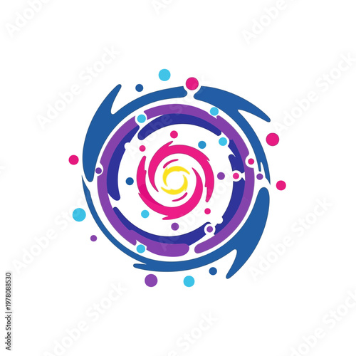 Abstract Swirl Galaxy with Colorful Dots - Cosmic Energy Spiral