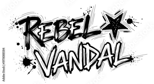 Rebel Vandal Graffiti Logo with Star and Splatter Effects