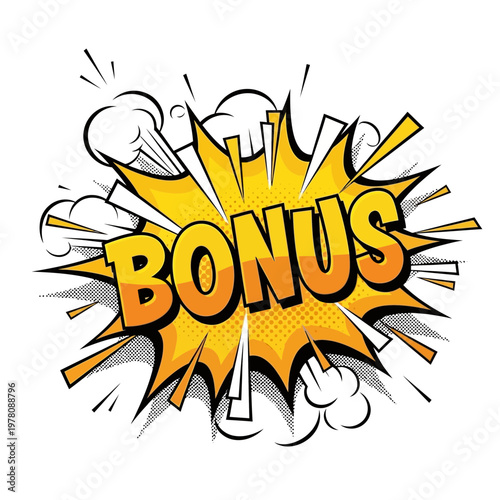 Bonus Explosion Comic Book Style - Yellow Burst with Text