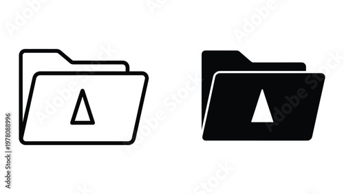 Contrast between open and closed folder icons with triangle symbols inside