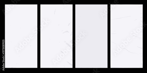 Four vertical rectangles of varying shades of white and gray