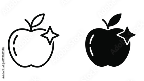 Contrasting designs of an apple with a star shape on its side