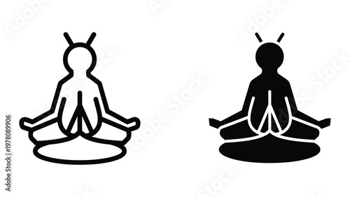 Contrast of traditional and modern meditation posture icons