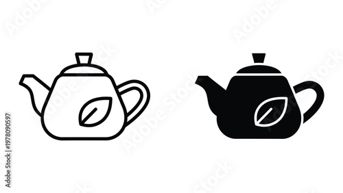Comparative illustration of a light and dark colored traditional teapot design