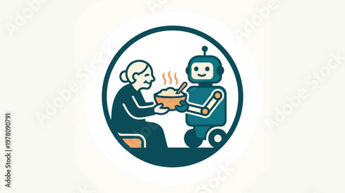 Robot Serving Meal to Elderly Woman