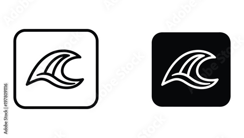 Contrasting logo designs featuring wave motifs on white and black backgrounds