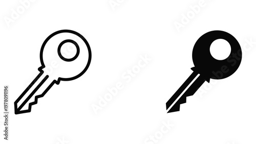 Contrast between a white outline key and a solid black key illustration