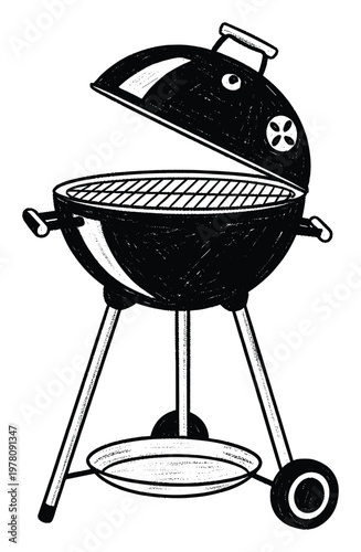 Classic charcoal barbecue grill for outdoor cooking and summer gatherings perfect for menus advertisements and culinary related promotions