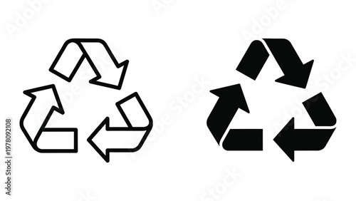 Comparison of two recycling symbol designs with different arrow styles and colors