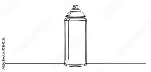 A sleek continuous line drawing of a minimalist spray can offering a modern aesthetic for packaging design product illustrations or creative craft projects.