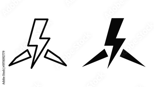 Comparative depiction of a lightning bolt with and without shading for visual impact