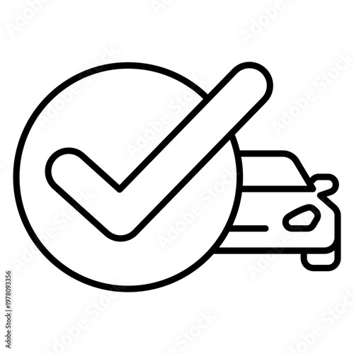 Car diagnostic scanner with engine check line art icon