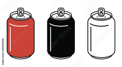 Soda Can Icon Beverage Soft Drink Cola Carbonated Refreshment Aluminum Can Vector Illustration Design Isolated White Background