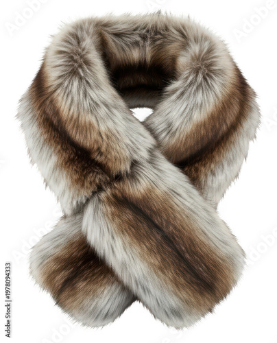 Brown Scarf png Fluffy Collar cutout Soft Stole png Luxury Tippet cutout Winter Wrap png Faux Neckwear cutout isolated transparent background image