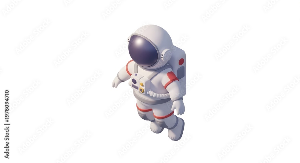 Fototapeta premium 3D Stylized Astronaut Character Floating in Zero Gravity
