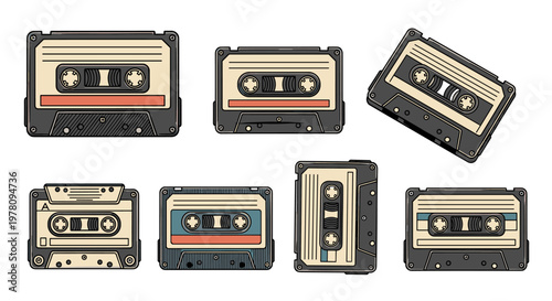 Collection of vintage audio cassette tapes from the 80s and 90s era.