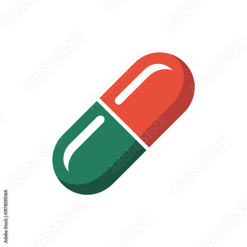 A colorful illustration of a medical capsule or pill