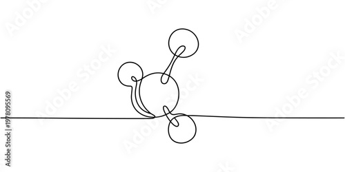Carbon dioxide atom model co2 continuous one line drawing, Molecular formula: CO2. Chemical model Ball and Stick. Isolated Transparent, CO2 Formula vector Carbon Dioxide
