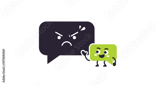 Angry speech bubble, cartoon emoticon, chat icons, emoticons, messaging symbols