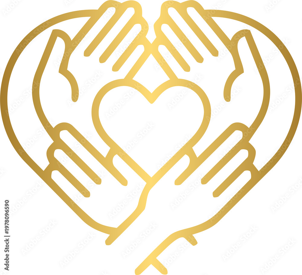 Fototapeta premium Golden minimalist Supportive Community Connection Icon
