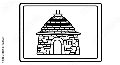 Traditional Trullo House Outline Icon - Puglia Region Italy Architecture
