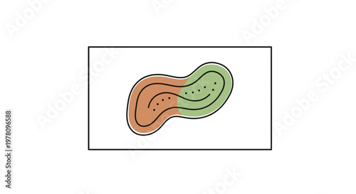 Abstract Organic Shape with Two Colors and Outline, Minimalist Design Element