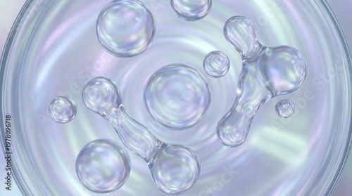 Abstract Microscopic view of shimmering cells and fluid biological shapes