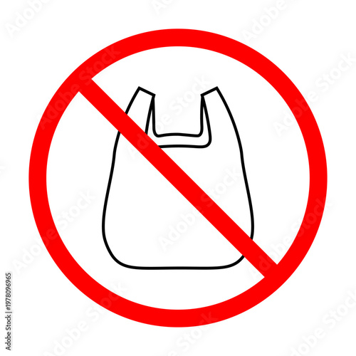 ビニール袋禁止マークのイラスト　脱プラ・エコアイコン