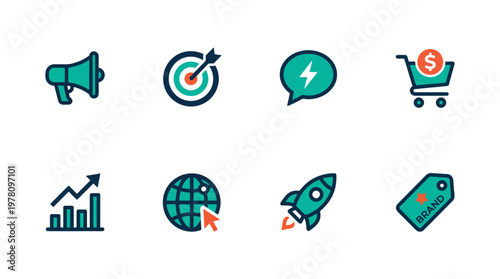Minimal Marketing Signage Icon Set Collection