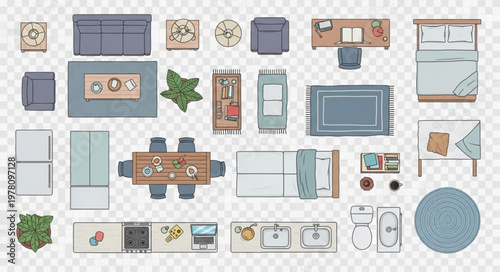 Top Down View Of Furniture And Home Decor Items.