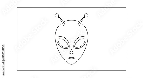 Alien Head Outline Icon, Extraterrestrial Face Symbol, Sci-Fi Concept