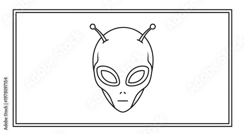 Alien Head Outline Icon, Extraterrestrial Face Symbol, Sci-Fi Concept
