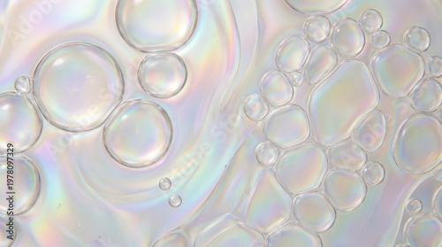 Abstract 3D render of translucent cellular structures and organic spheres