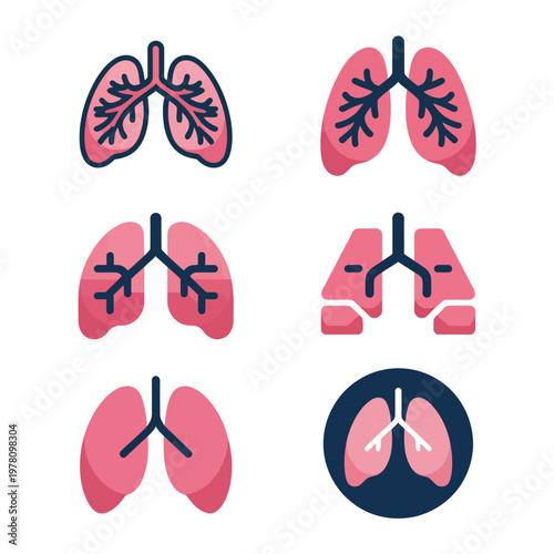 A collection of healthy and unhealthy lung illustrations for medical use