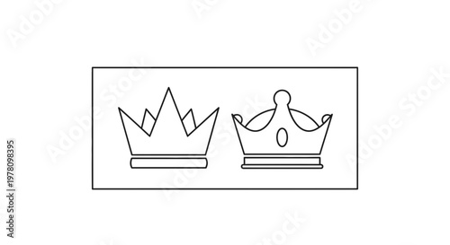 Two Crowns Silhouette Vector Icon Set, Royal Symbol, Royalty and Power Concept