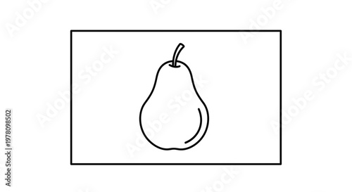 Simple Pear Outline Icon on White Background, Minimalist Fruit Vector Graphic