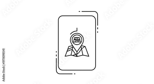 Map Icon with GPS Pin and Building Symbol, Navigation and Location Concept