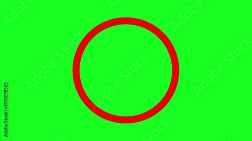 A red stop sign icon. A red circle represents a prohibition. Animation of a red prohibition sign symbol on a green screen.