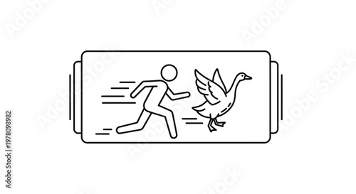 Person Running Away from Angry Goose Icon