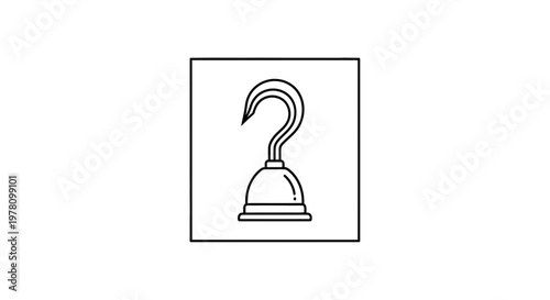 Pirate Hook Icon, Nautical Symbol, Maritime Adventure, Vector Illustration