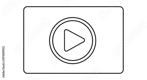 Play Button Icon on Screen Interface, Digital Media Player Control Element