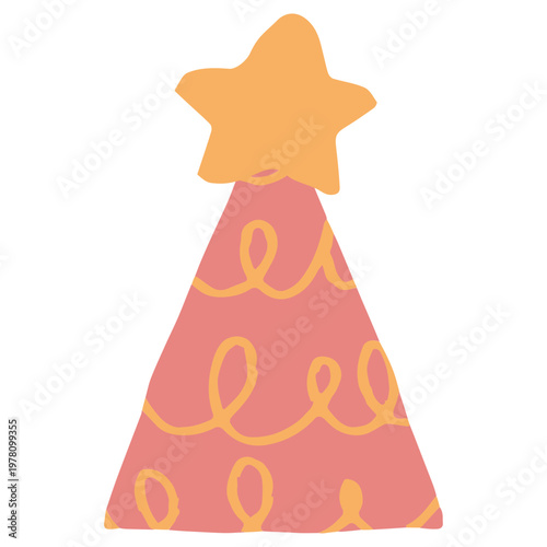 ふわふわパステルバースデー｜星飾り付きパーティー帽子 ぐるぐる模様 幼稚園・保育園向けイラスト