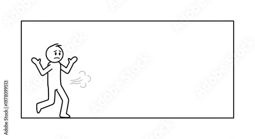 Man Farting Accidentally, Embarrassed Expression, Running Away