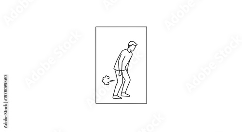 Man Farting Discreetly: Embarrassing Moment, Flatulence, Public Restroom Icon